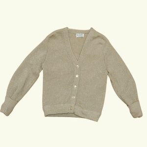 1960s British Vogue 'The Golfer' Button Front Cardigan, Size S, Cream, Vintage